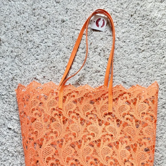 NWT PVC LV orange colour lace tote bag, great for swimming class - Picture 5 of 8